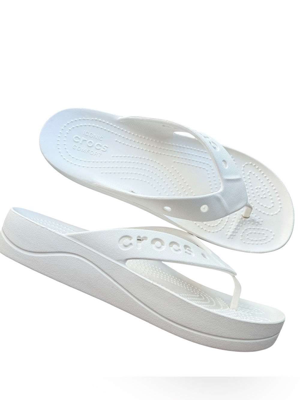 Crocs Baya platform flip flop sandals women size 9 white